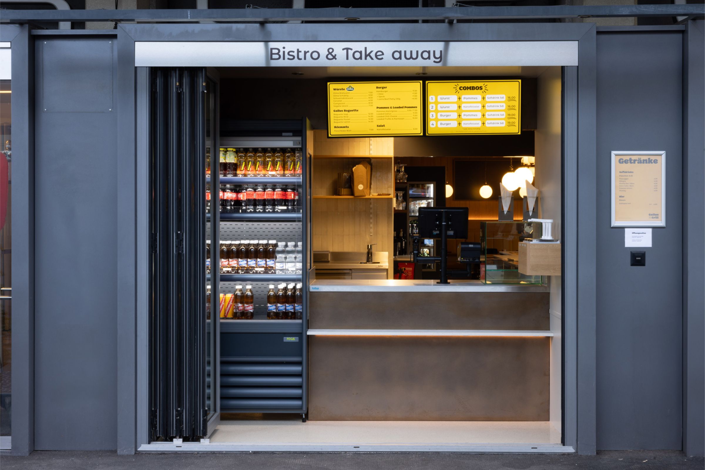 The takeaway counter mirroring the grillrsquos brilliance invites passersby to savor the famous local sausage either onsite or on the go